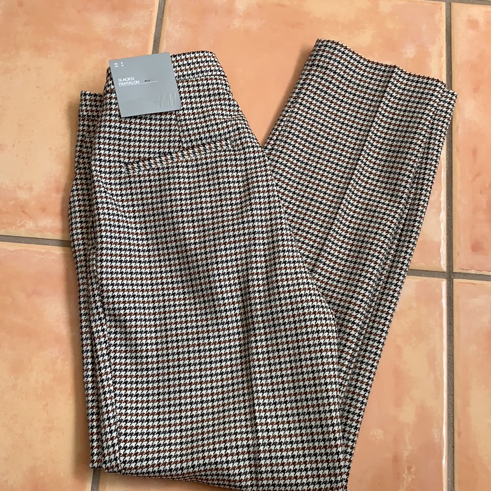 H&M Brown and Beige Patterned Slacks